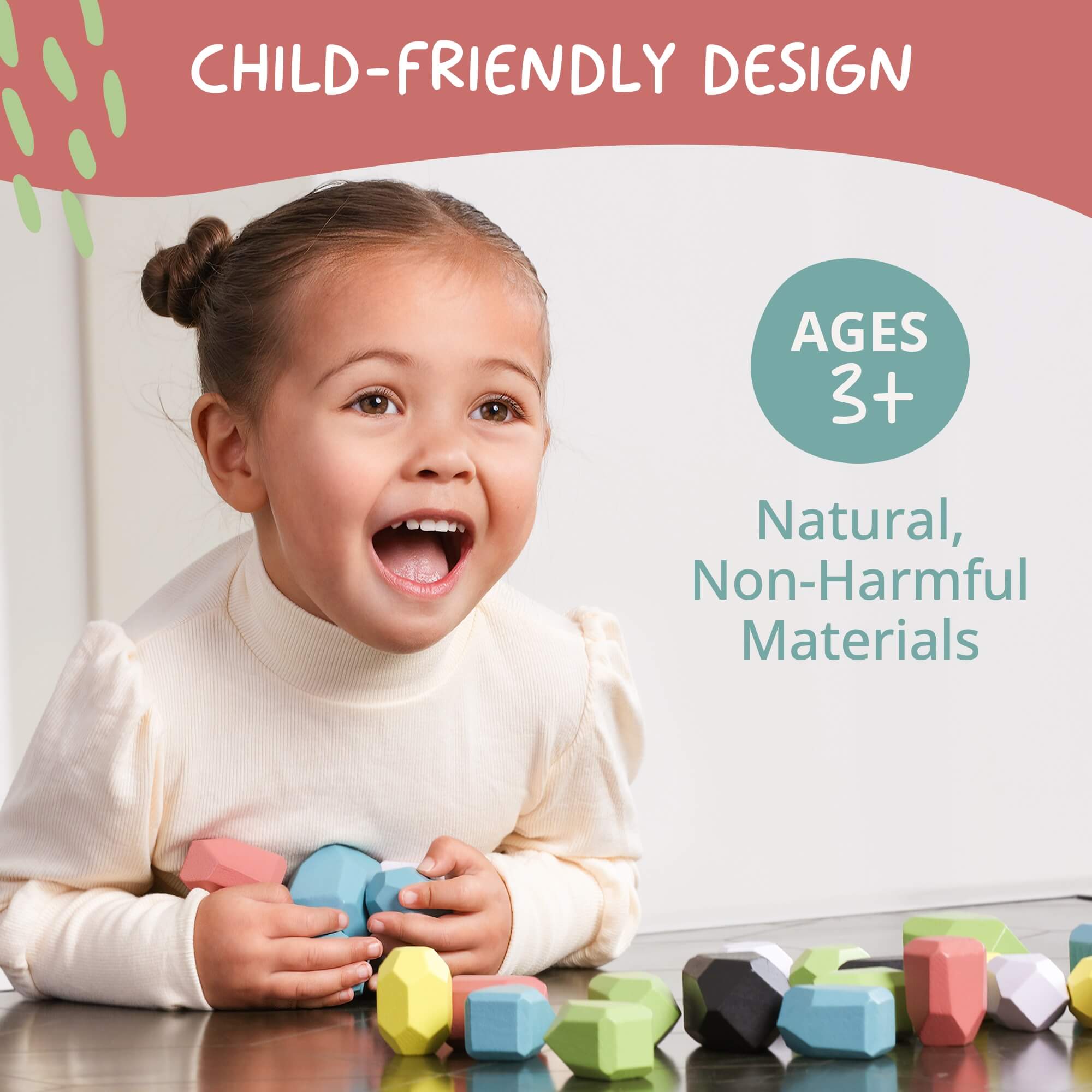 Wooden Stacking Stones - Montessori Balancing Rock Blocks
