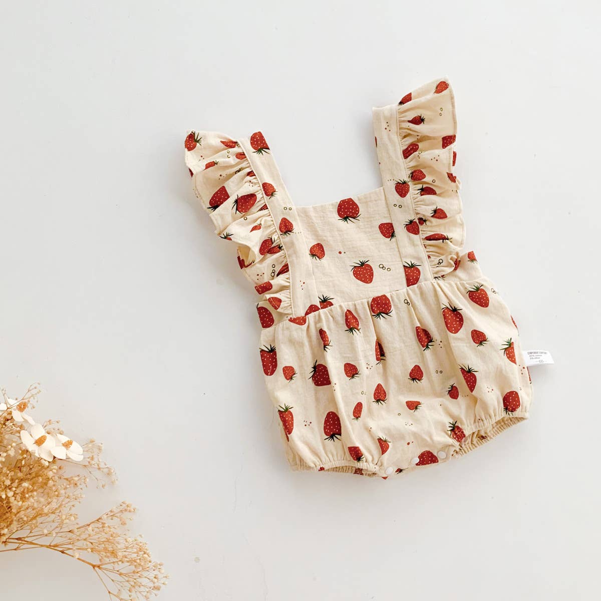 Strawberry Print Ruffle Romper