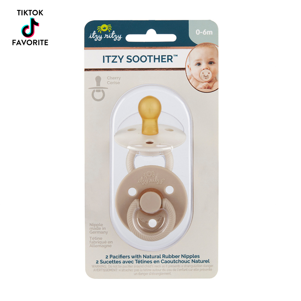 Itzy Soother™ Natural Rubber Paci Set: Coconut + Toast