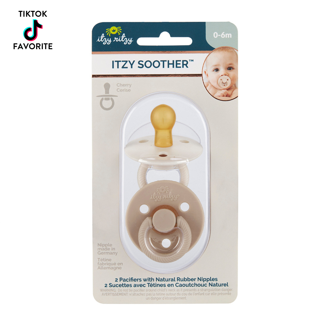 Itzy Soother™ Natural Rubber Paci Set: Coconut + Toast