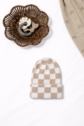 Baby's First Hat, Tan/Warm White Checkerboard