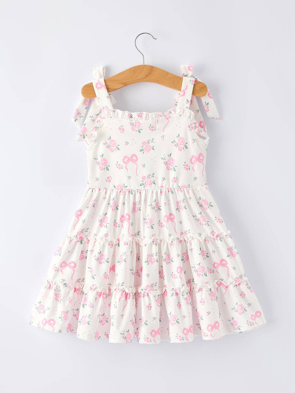 Floral Bow Girl Ruffle Dress
