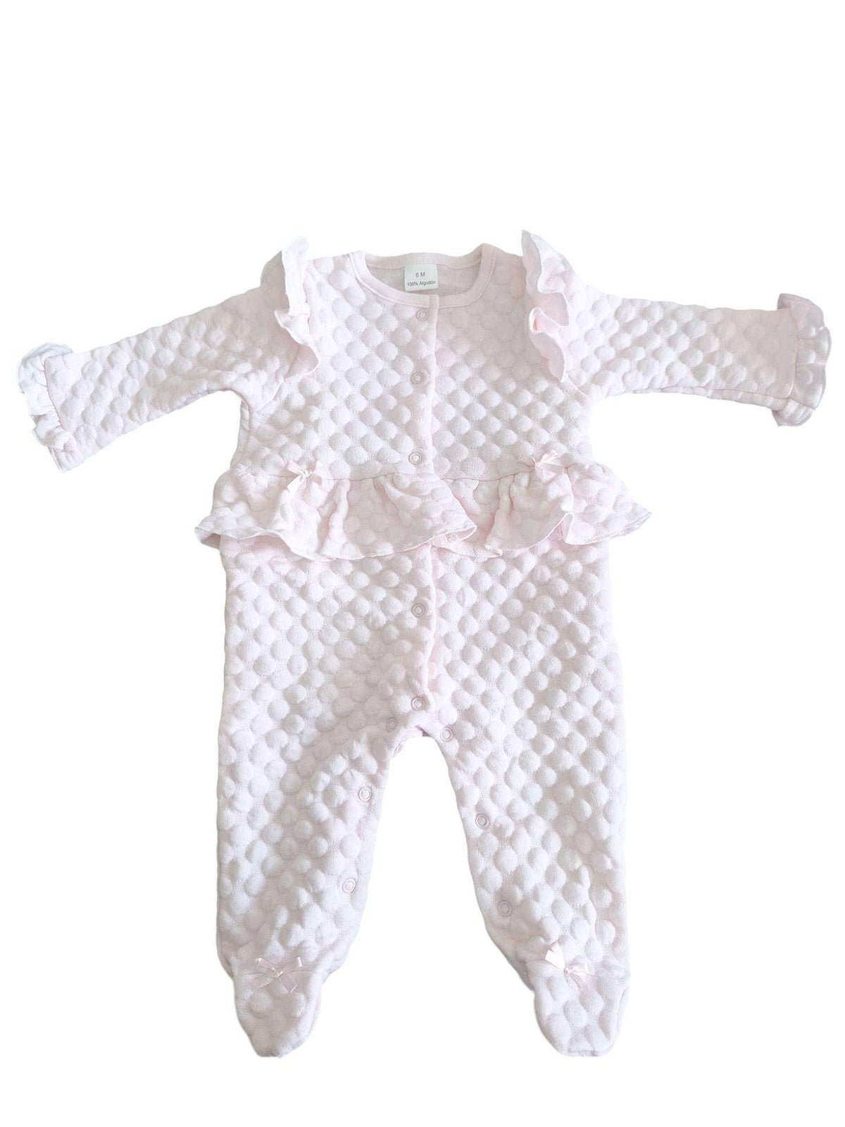 Baby Pink Quilted Footed Romper