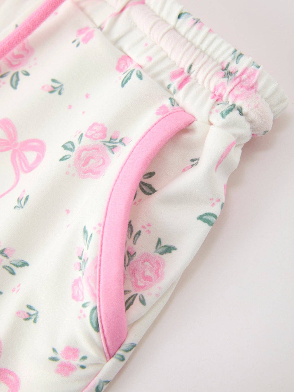 Rose Bow Girl Short Set Scallop Hem