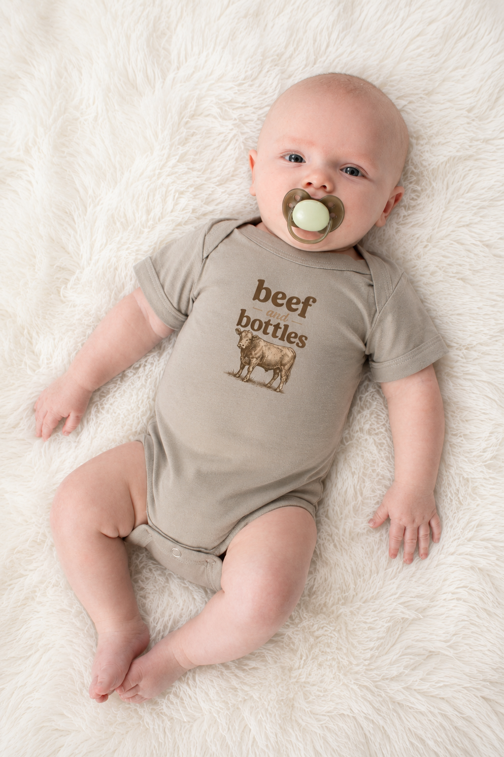 Western 'Beef and Bottles' Cow Graphic Onesie