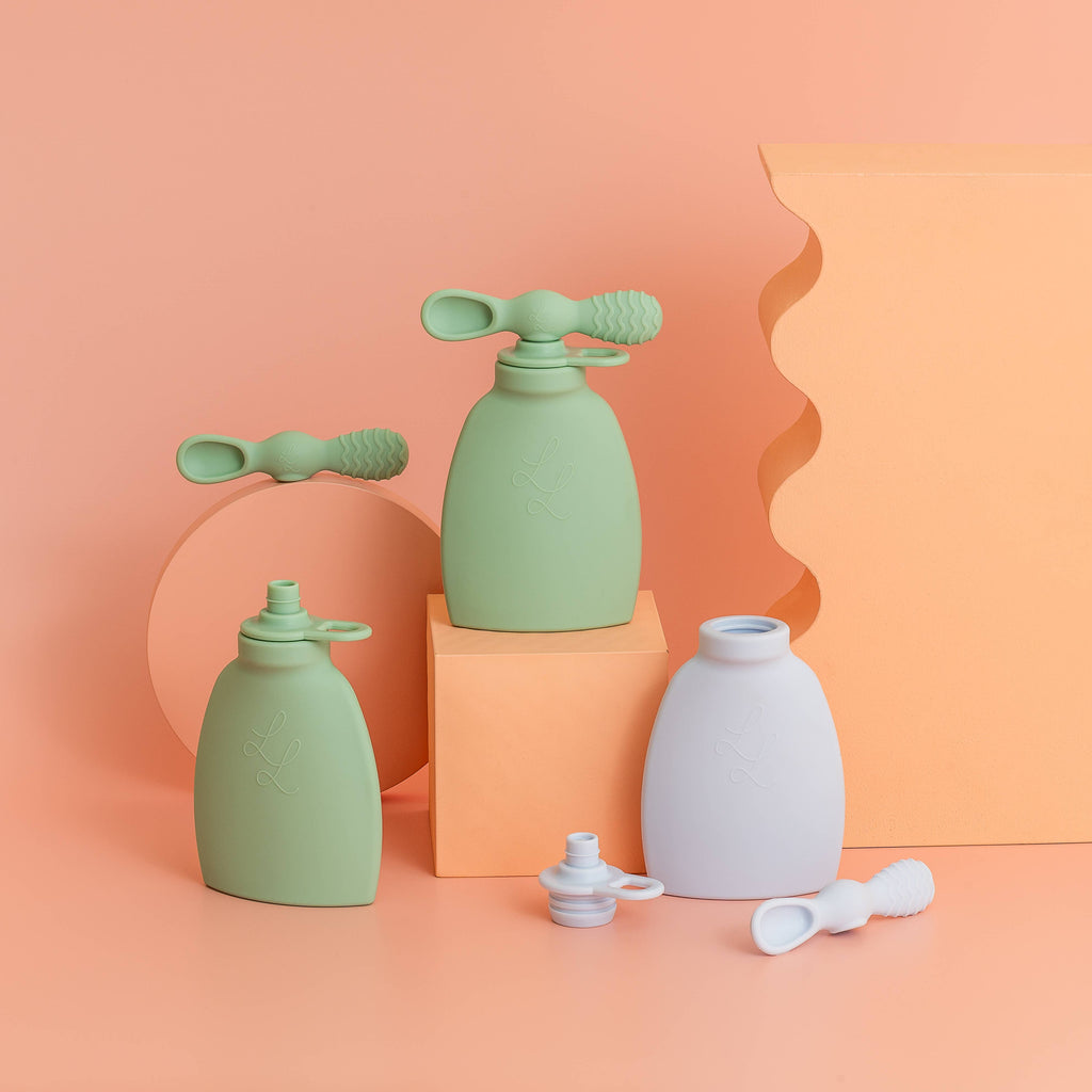 The Palmetto Pouch 2-Pack: Nontoxic Reusable Baby Food Pouch: 2 Pack - Peach and Peach