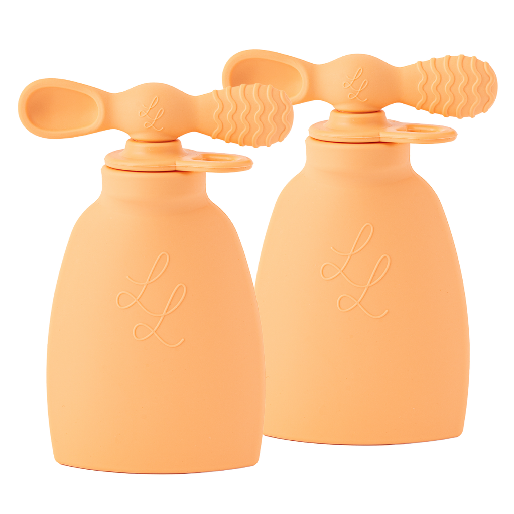 The Palmetto Pouch 2-Pack: Nontoxic Reusable Baby Food Pouch: 2 Pack - Peach and Peach
