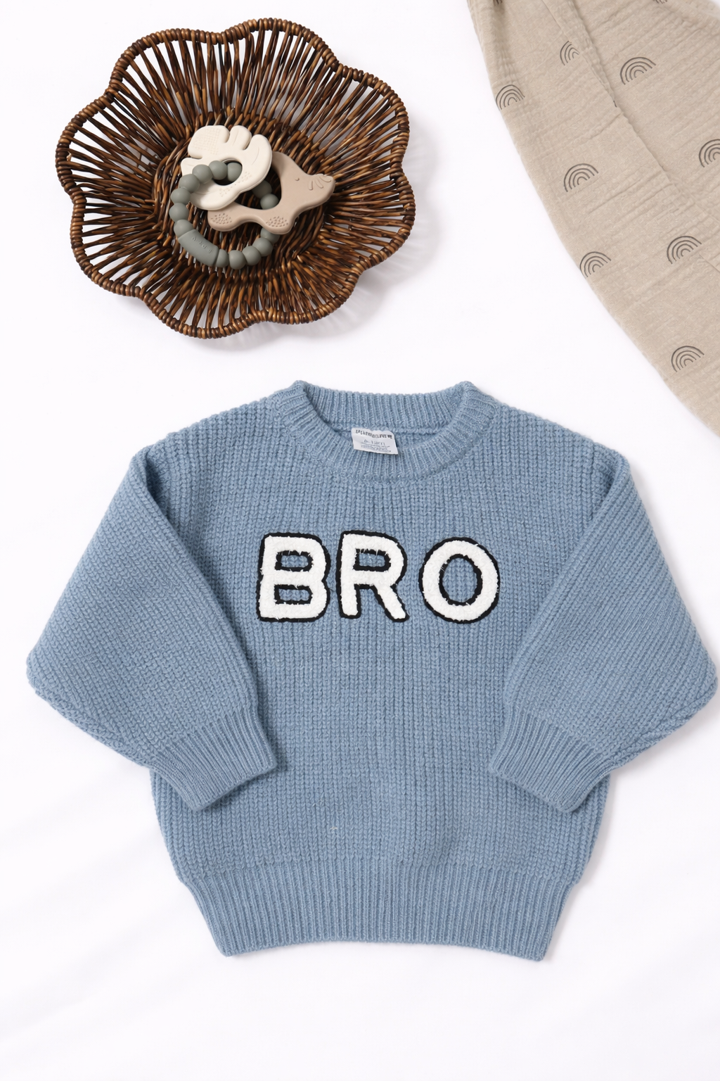 Bro Knit Sweater, Slate: 6 - 12 mo.