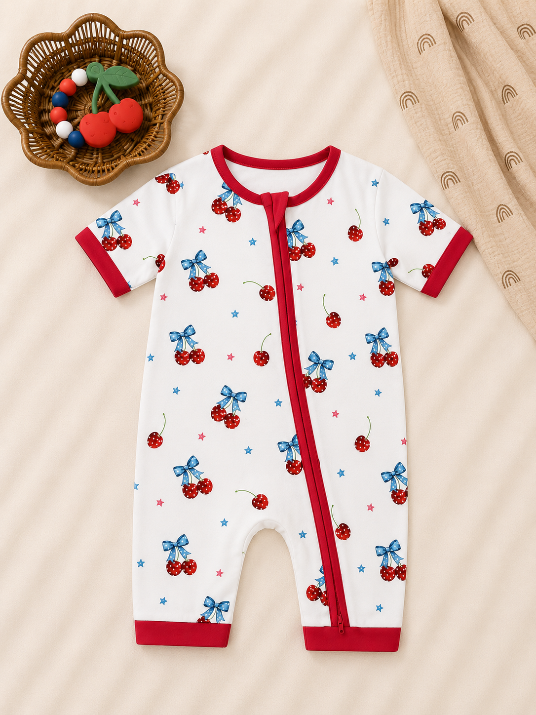 Cherry Bow Bamboo Shortie