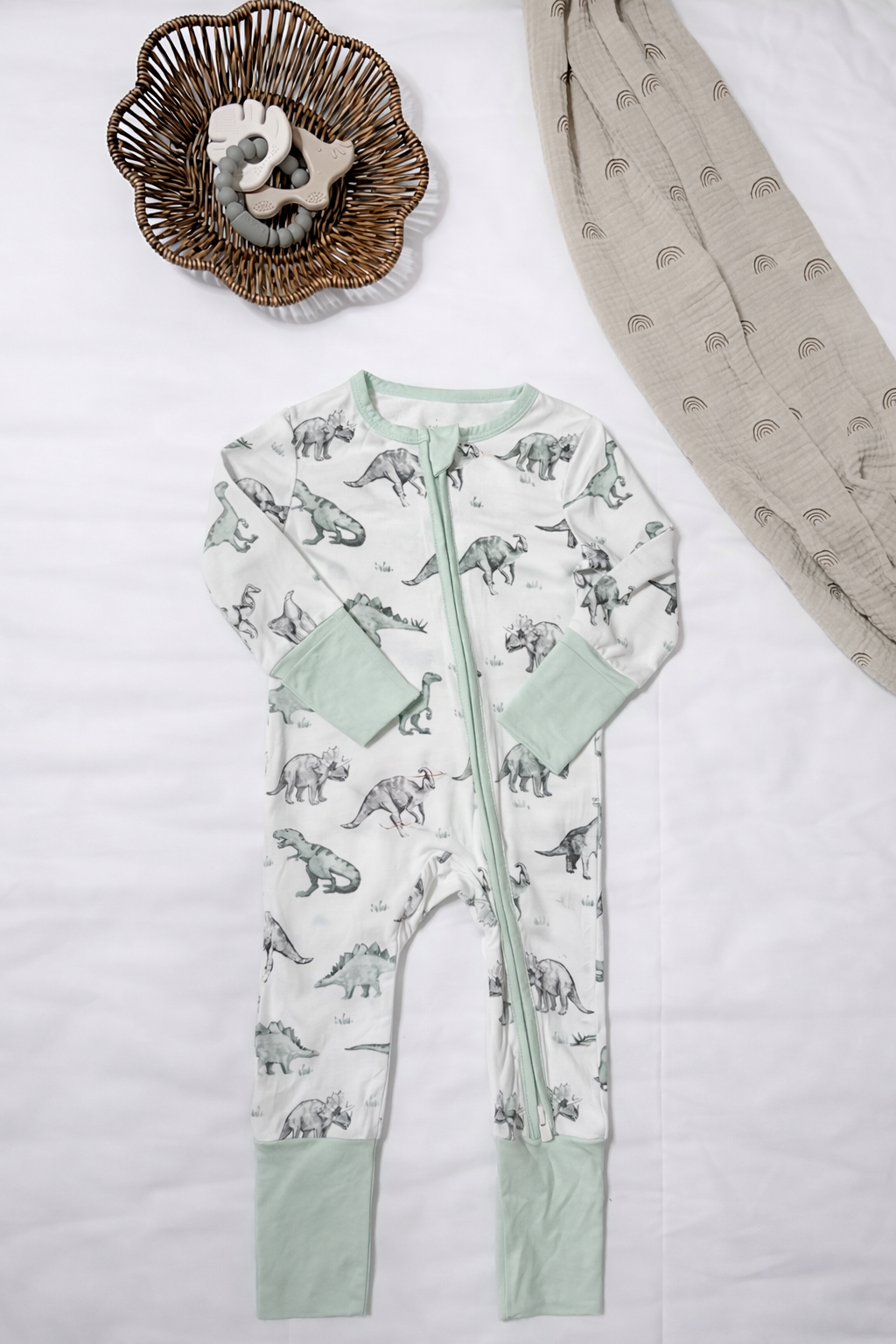 Green Dinosaur Bamboo Sleeper