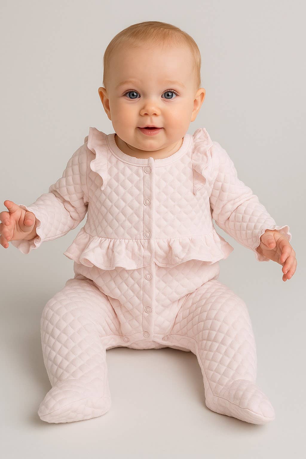 Baby Pink Quilted Footed Romper