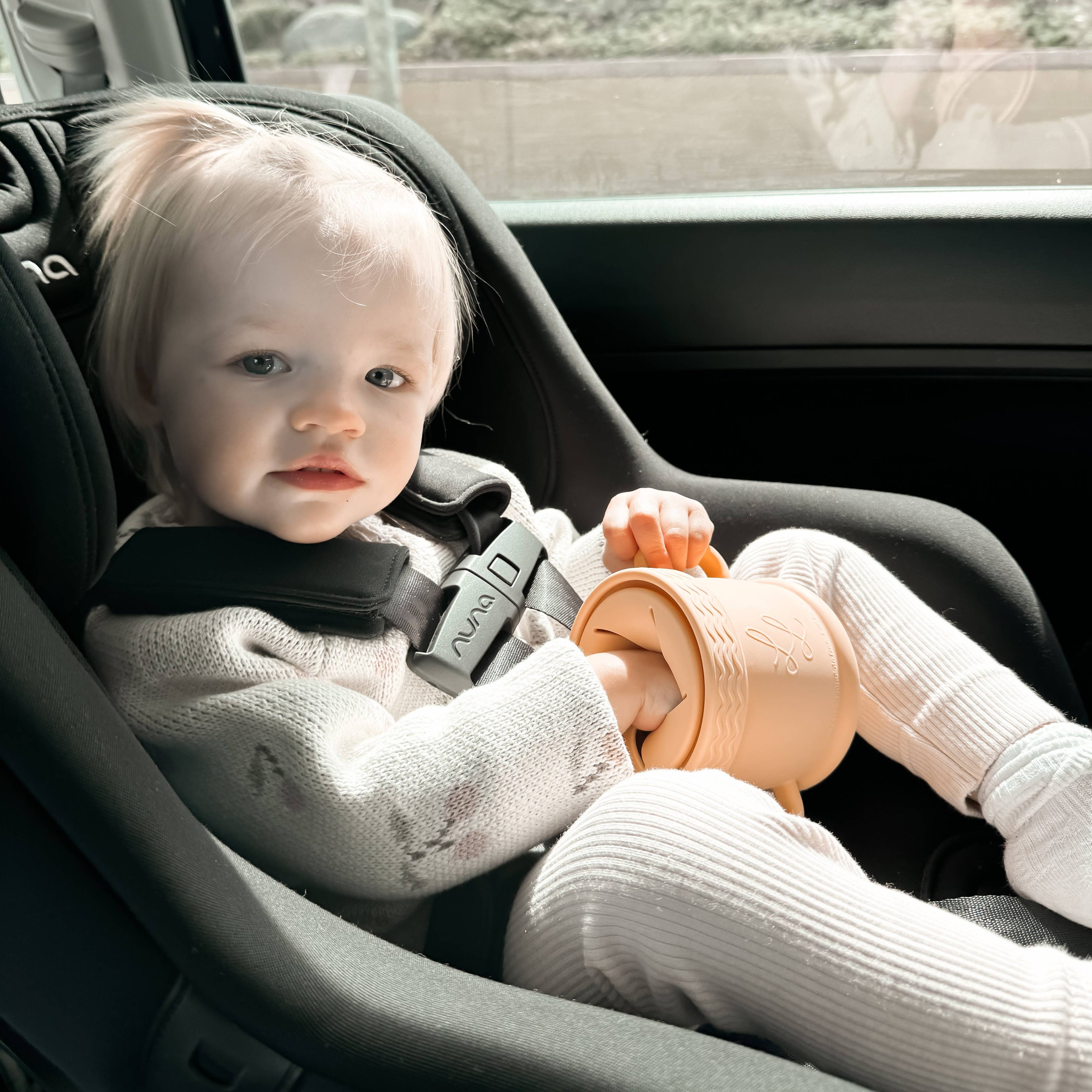 Coastal Cup: Nontoxic Snack Cup With Lid: Sandy Peach