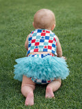 Red, White & Blue Checkerboard / Organic Tutu Bloomer Set