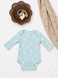 Organic Waffle Long Sleeve Bodysuit, Light Blue Moon