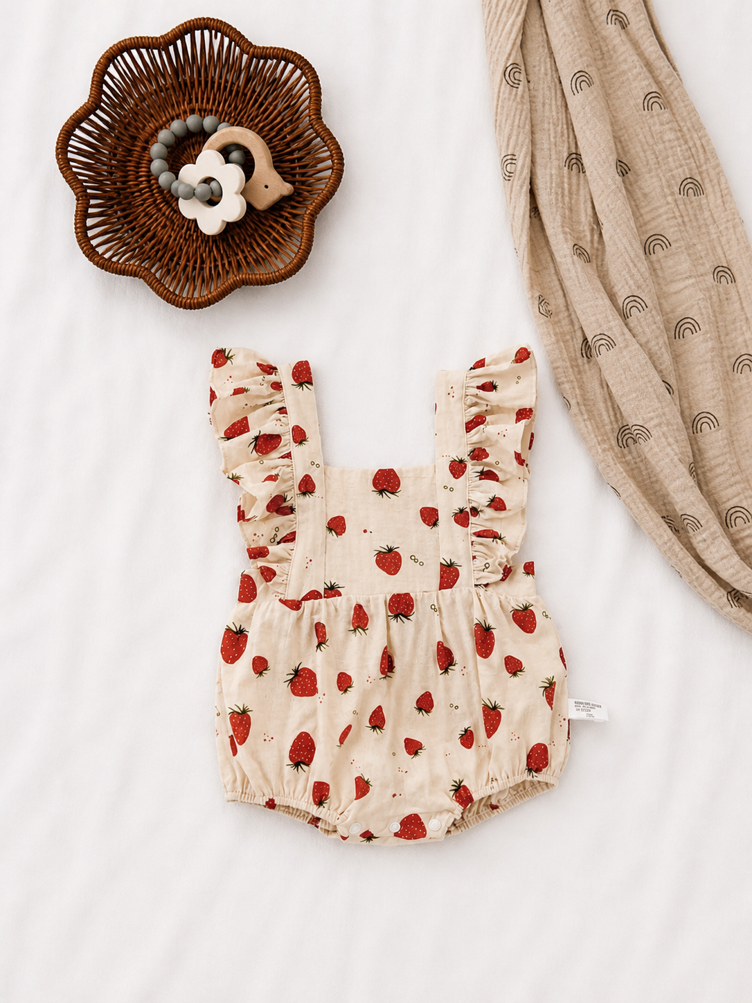 Strawberry Print Ruffle Romper