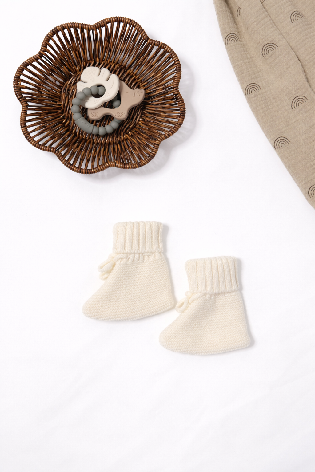 Knit Booties, Ivory: 0 - 6 mo.