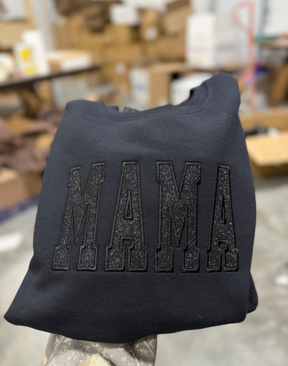 Black Mama Embroidered Crew Neck PREORDER