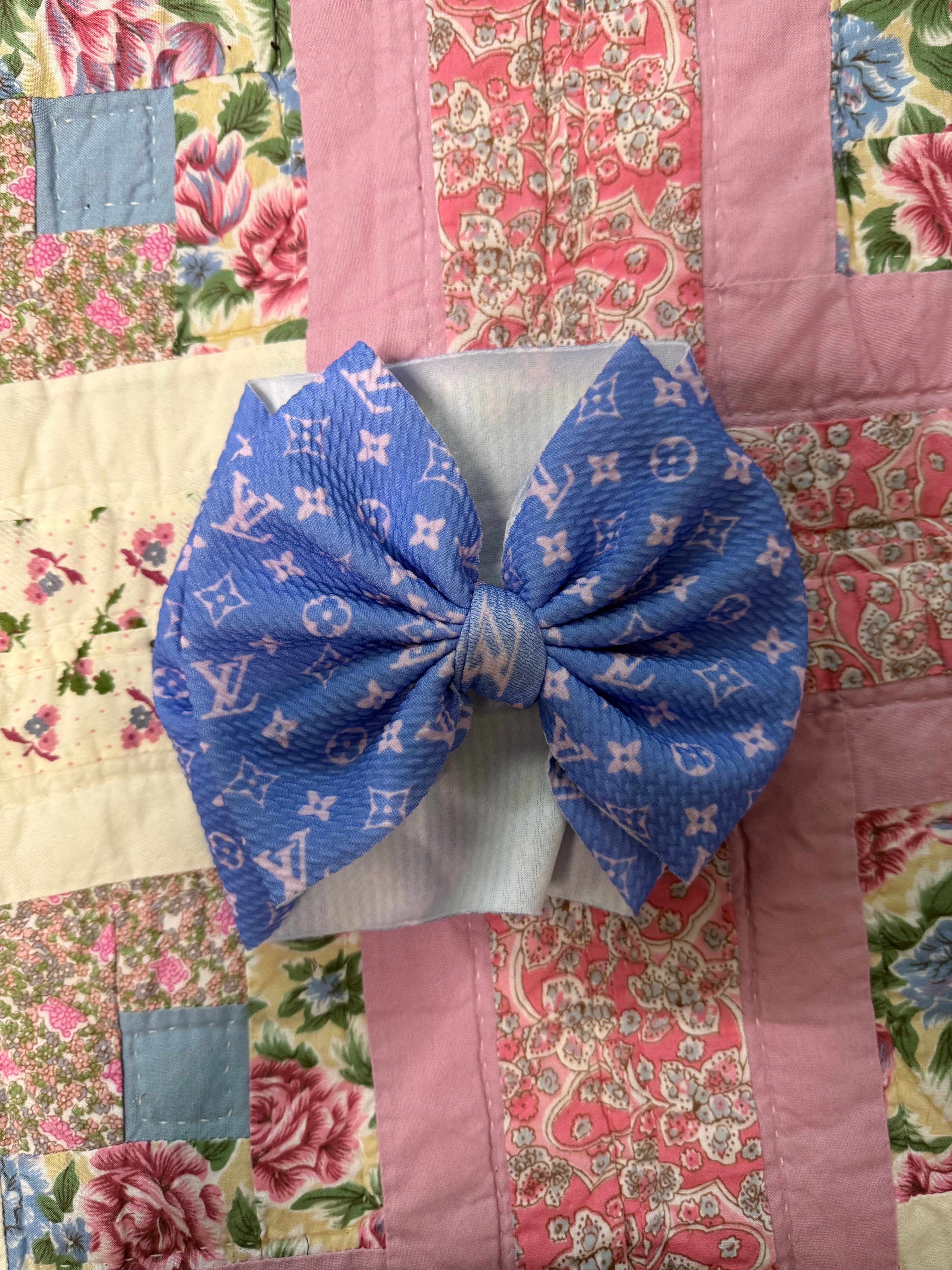 Pink and Blue Boujee Bow Headwrap