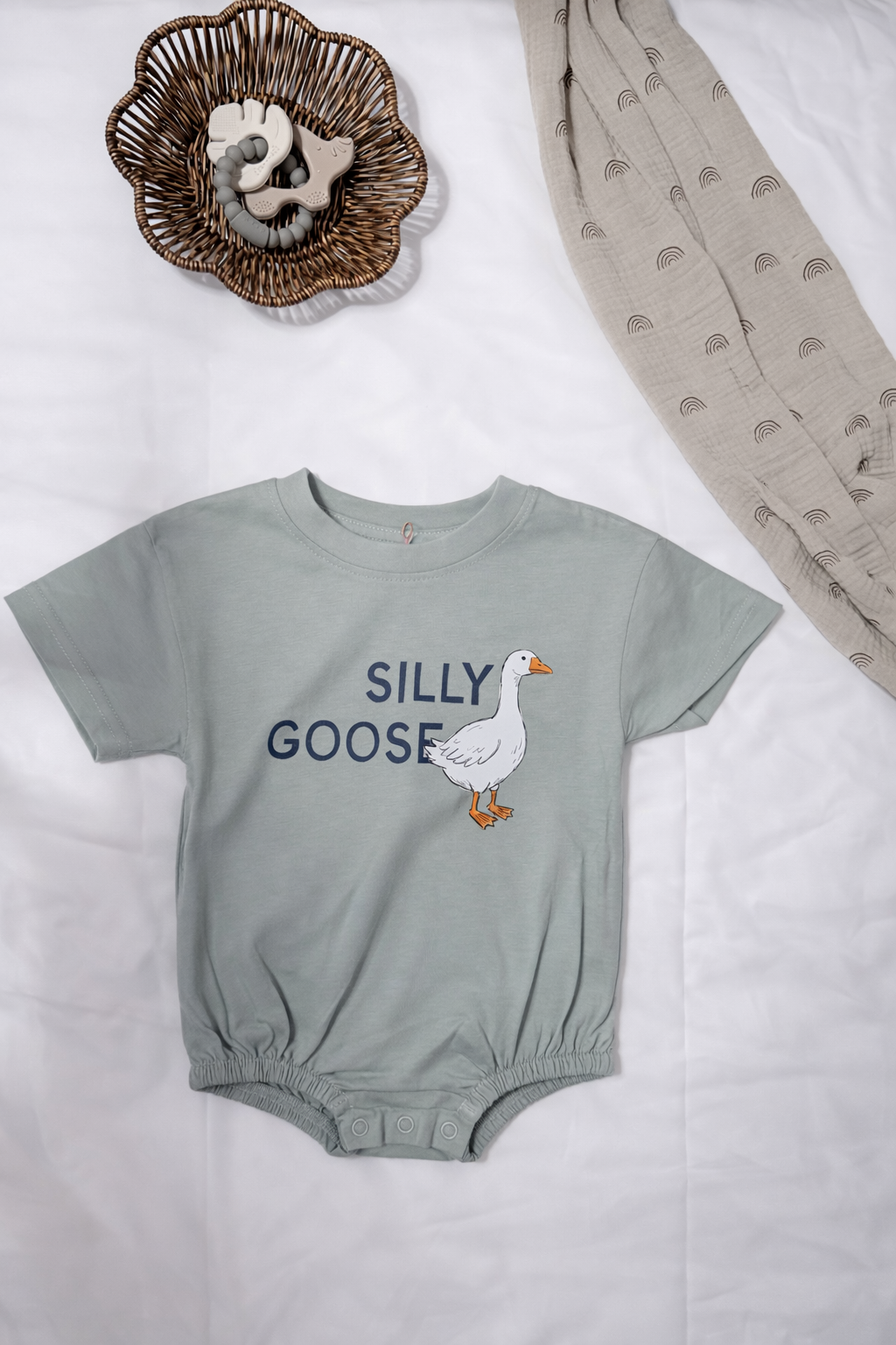 Organic Cotton Bubble Romper- Silly Goose