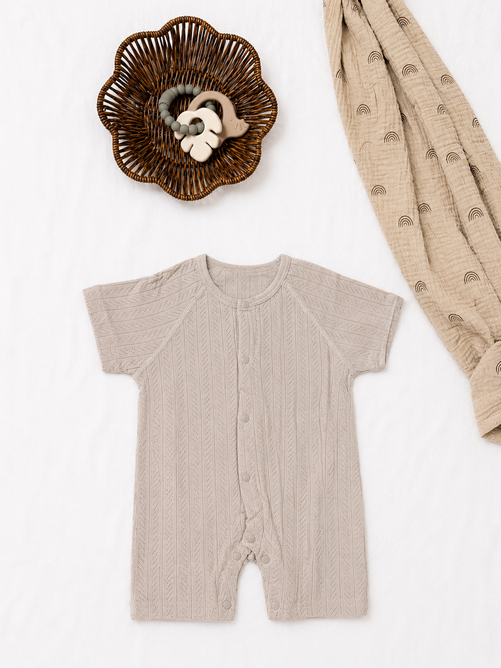 Grey Baby Short Sleeve Romper