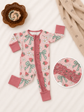 Bamboo Strawberry Ruffle Baby Sleeper