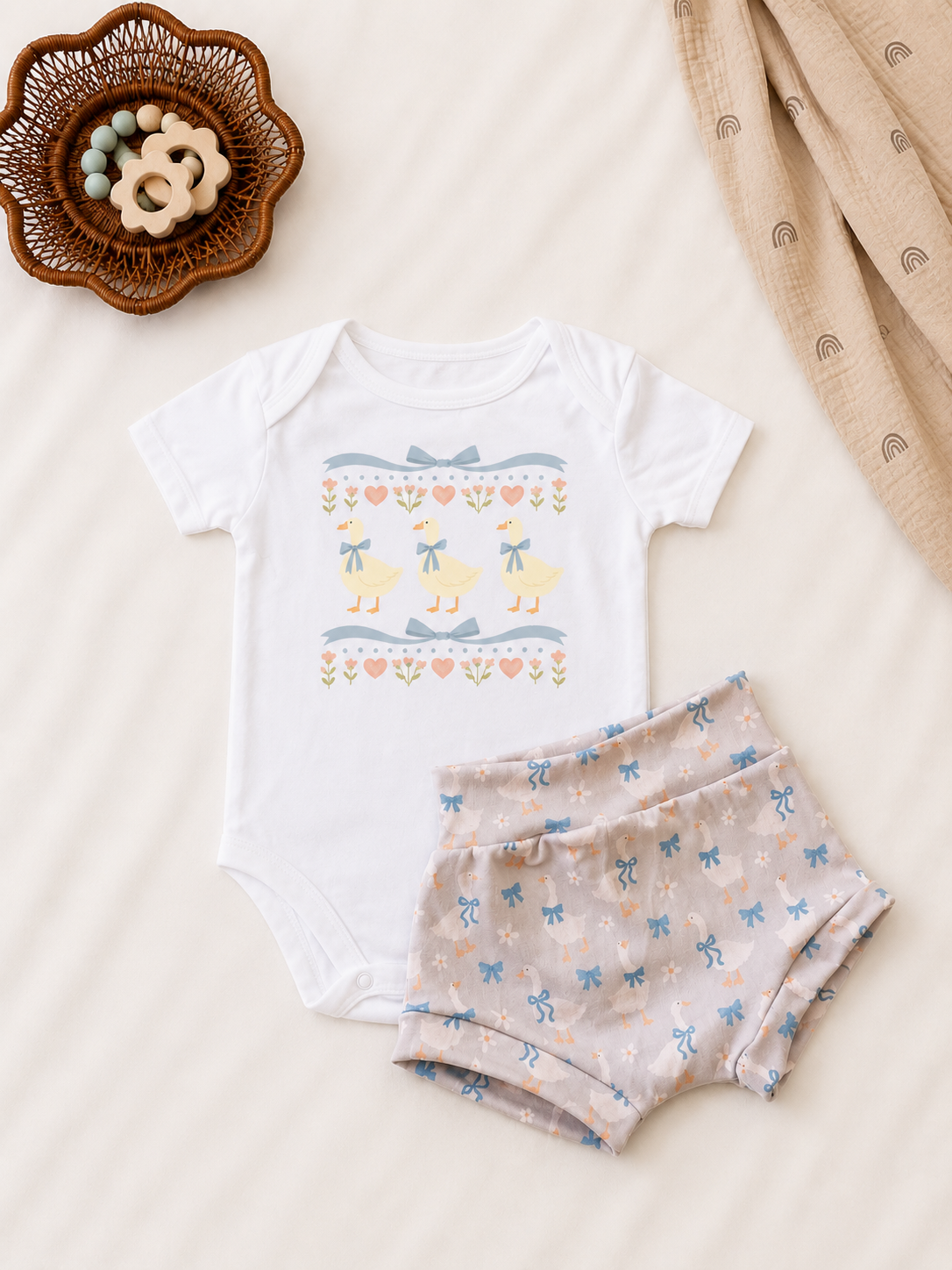 Spring Goose Baby Girl Bummies Outfit