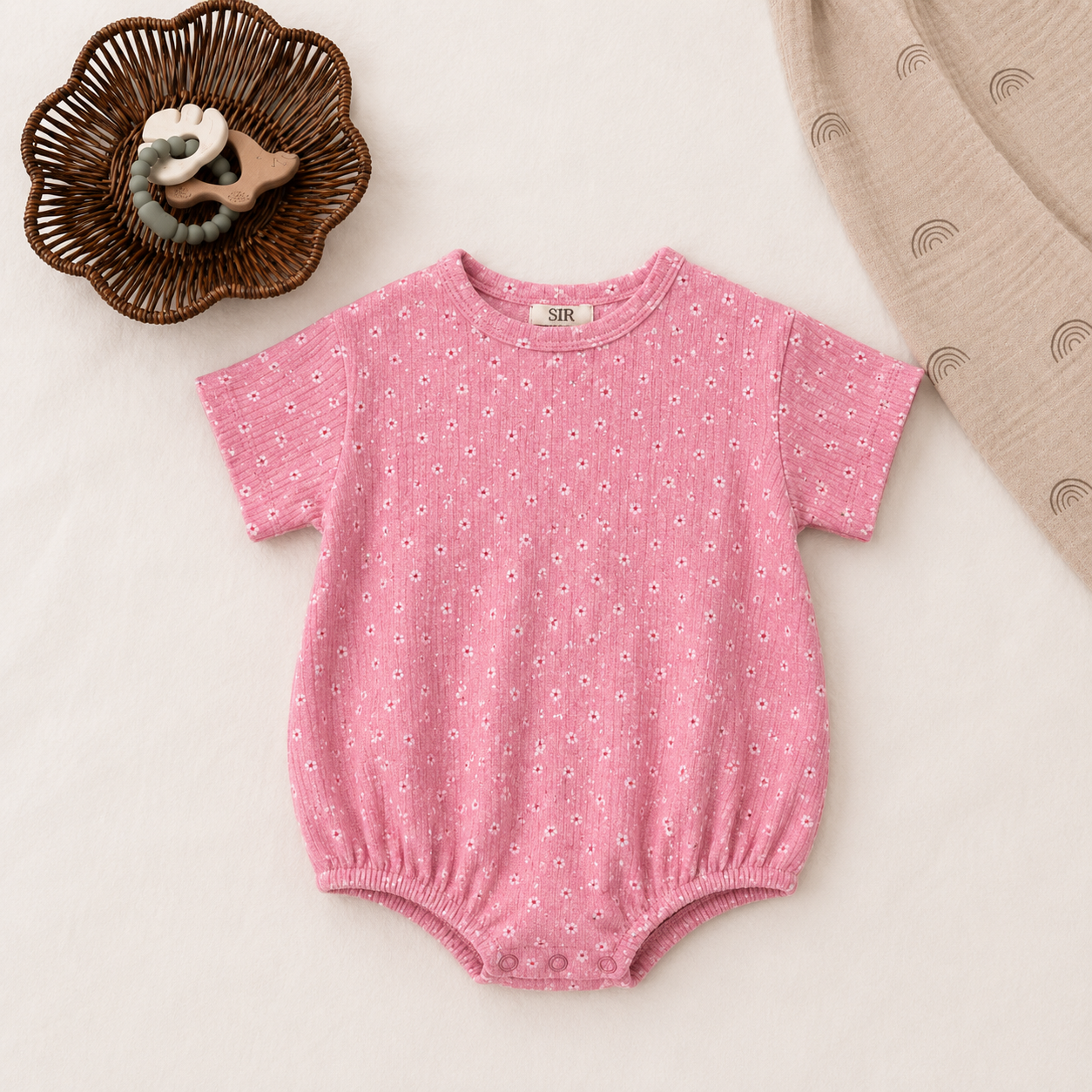 Pink Flower / Organic Cotton T-Shirt Bubble