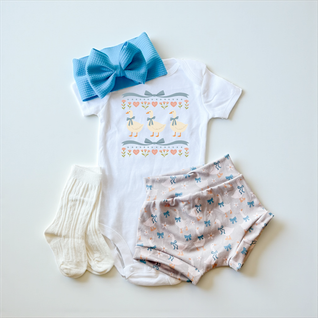 Spring Goose Baby Girl Bummies Outfit