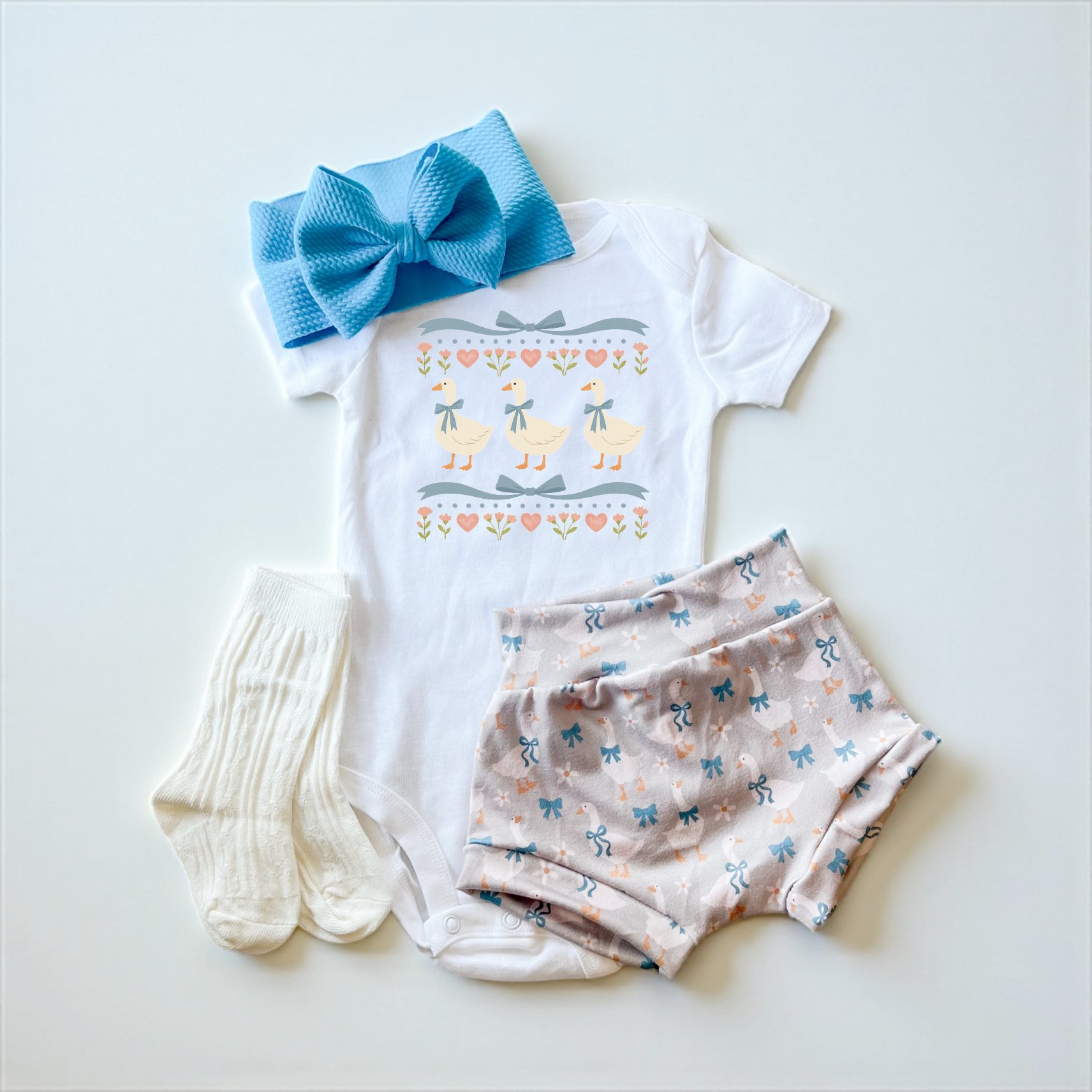 Spring Goose Baby Girl Bummies Outfit