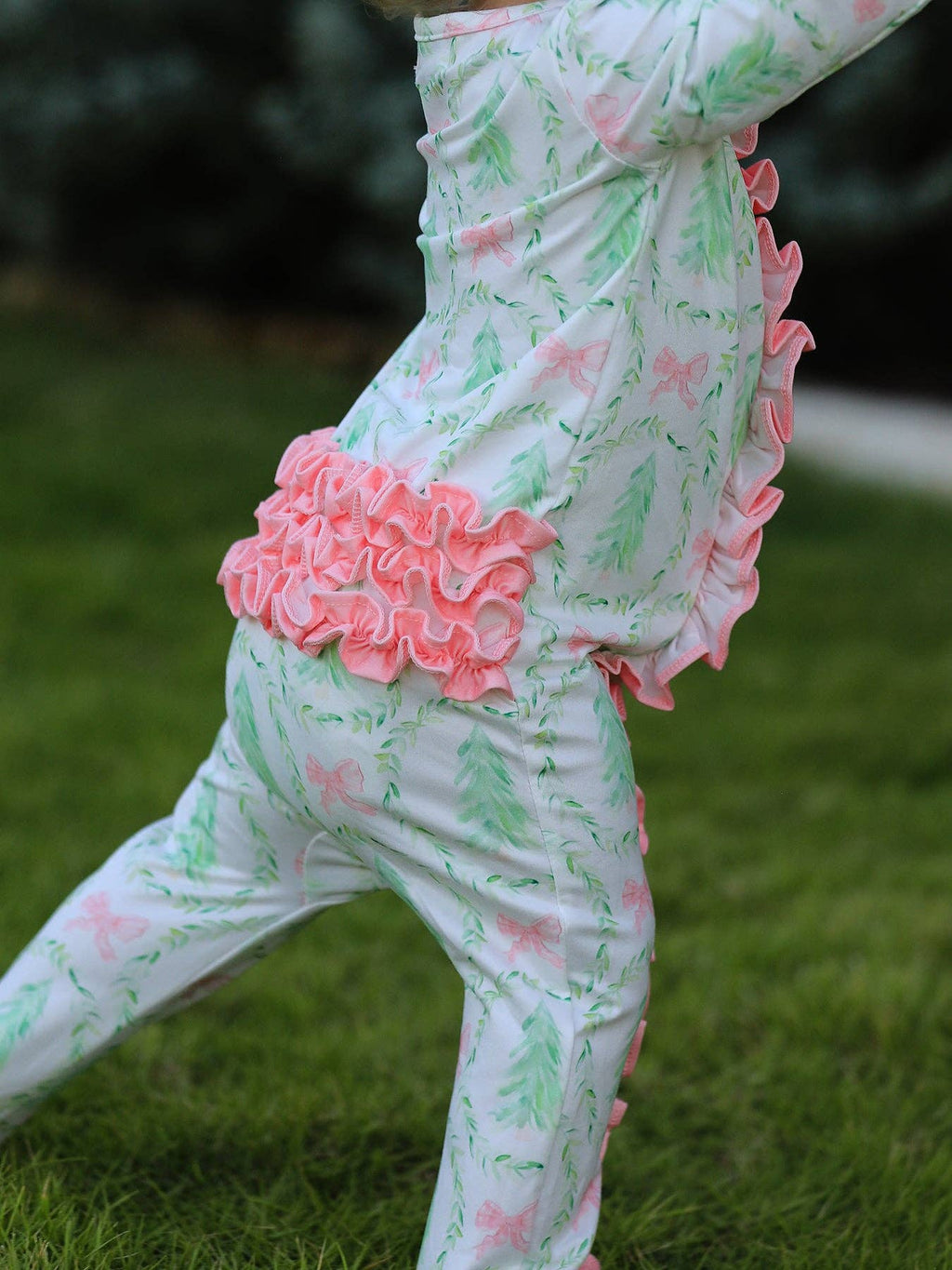 Christmas Tree Wreath Print Long Sleeve Zip Baby Girls Romper: 3M