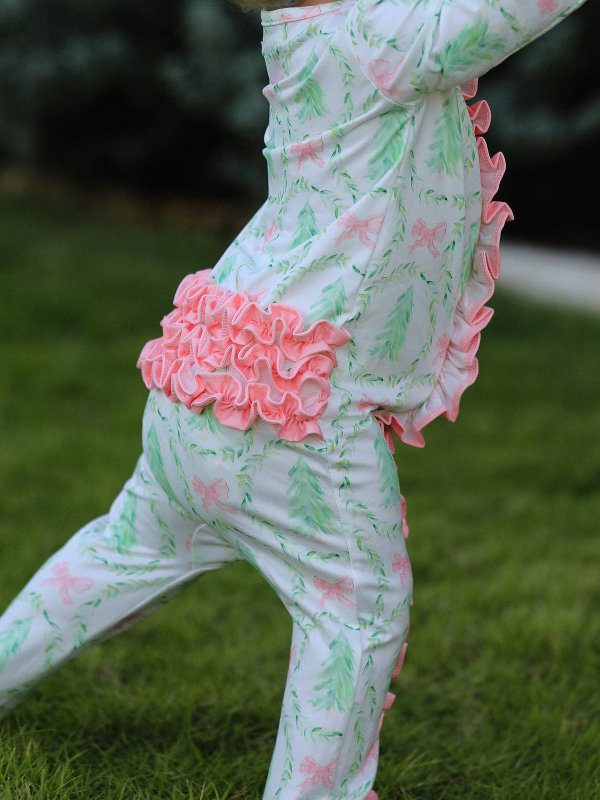 Christmas Tree Wreath Print Long Sleeve Zip Baby Girls Romper: 3M