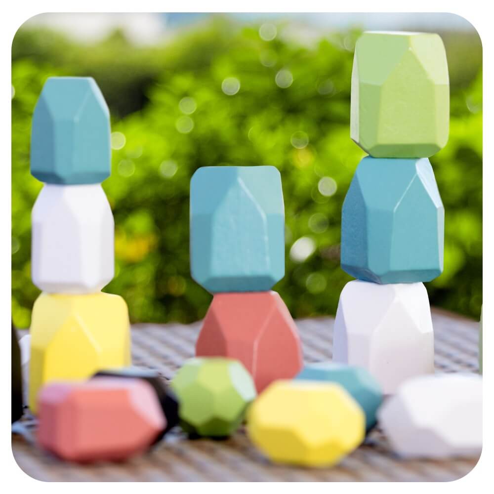 Wooden Stacking Stones - Montessori Balancing Rock Blocks