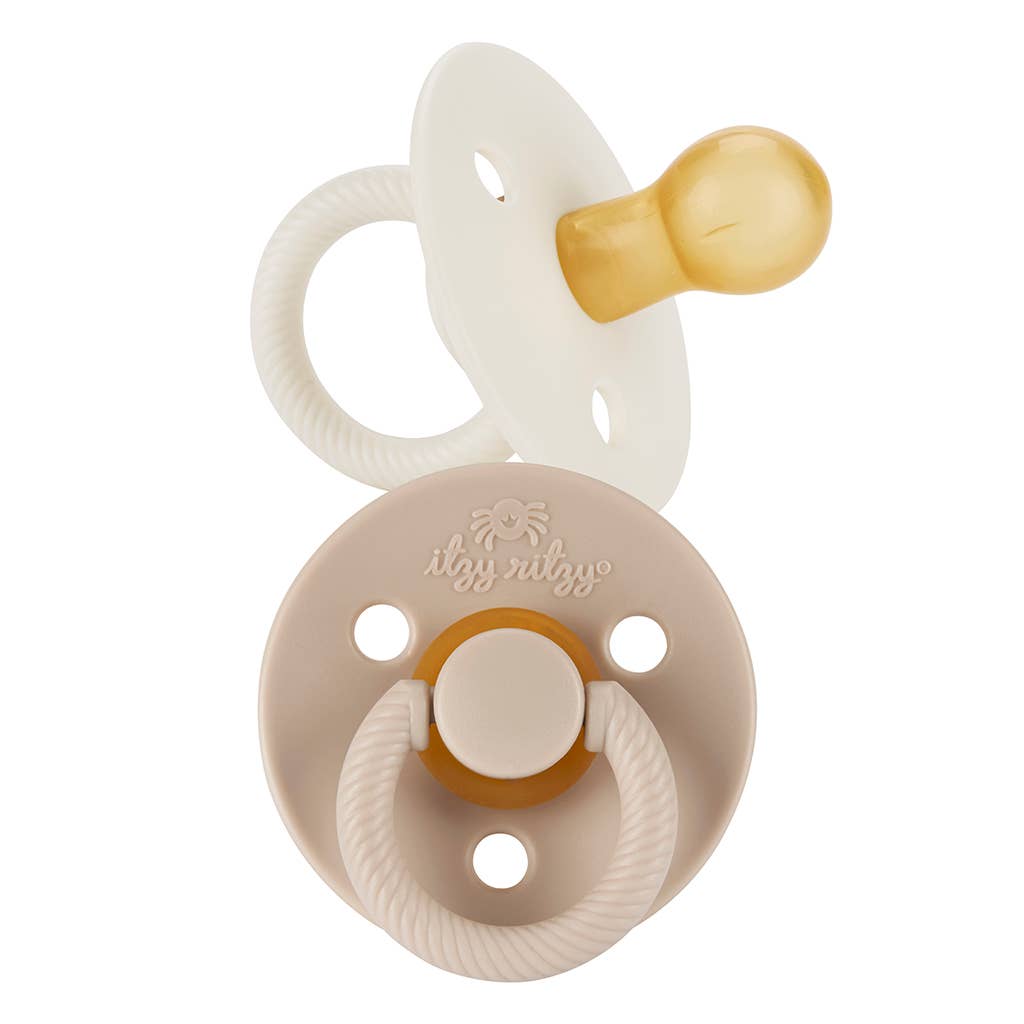 Itzy Soother™ Natural Rubber Paci Set: Coconut + Toast