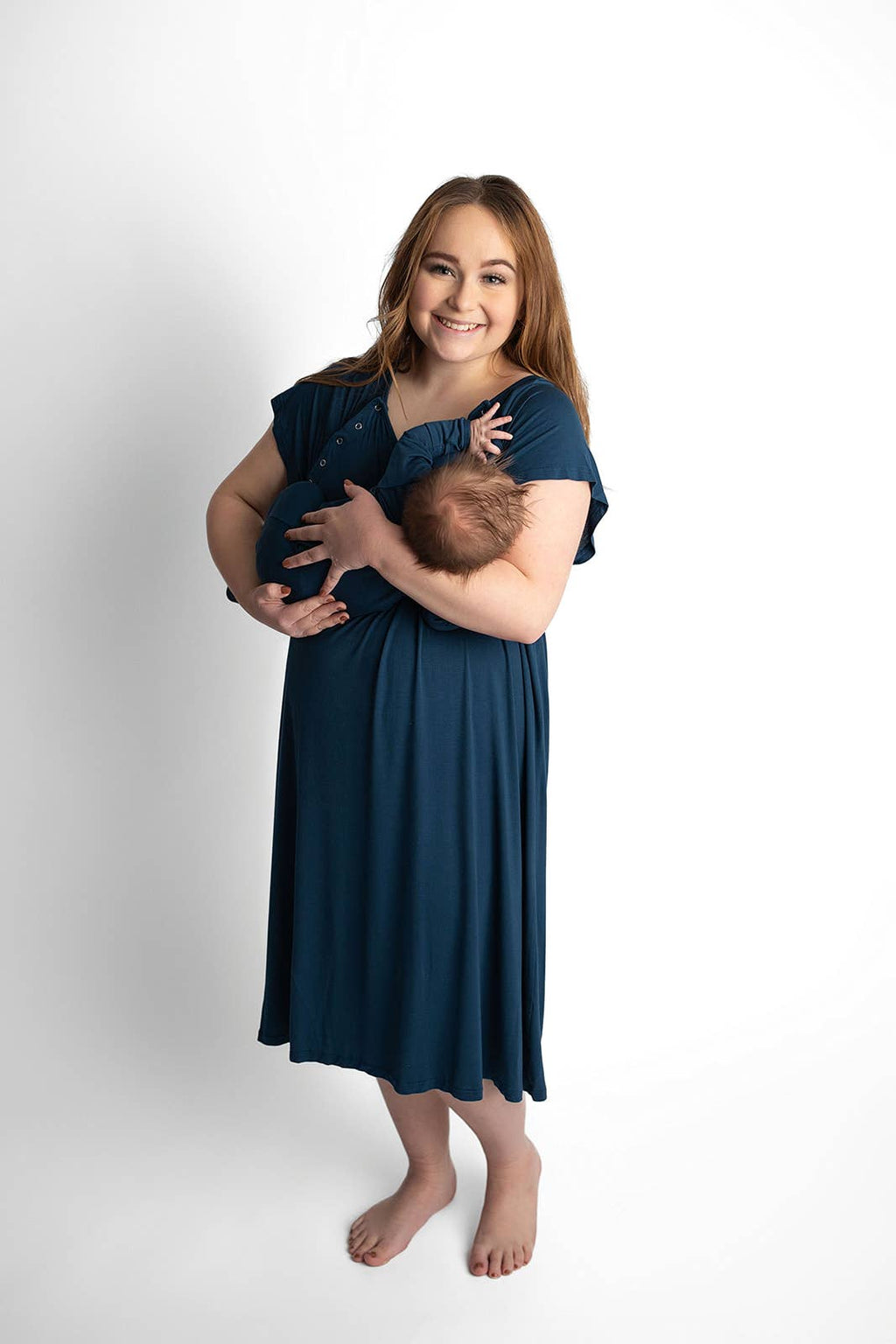 Navy Blue Maternity Mommy Labor and Delivery/ Nursing Gown