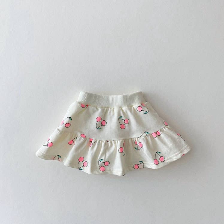 Cherry 2pc Set Puff Sleeve Frilled Skirt