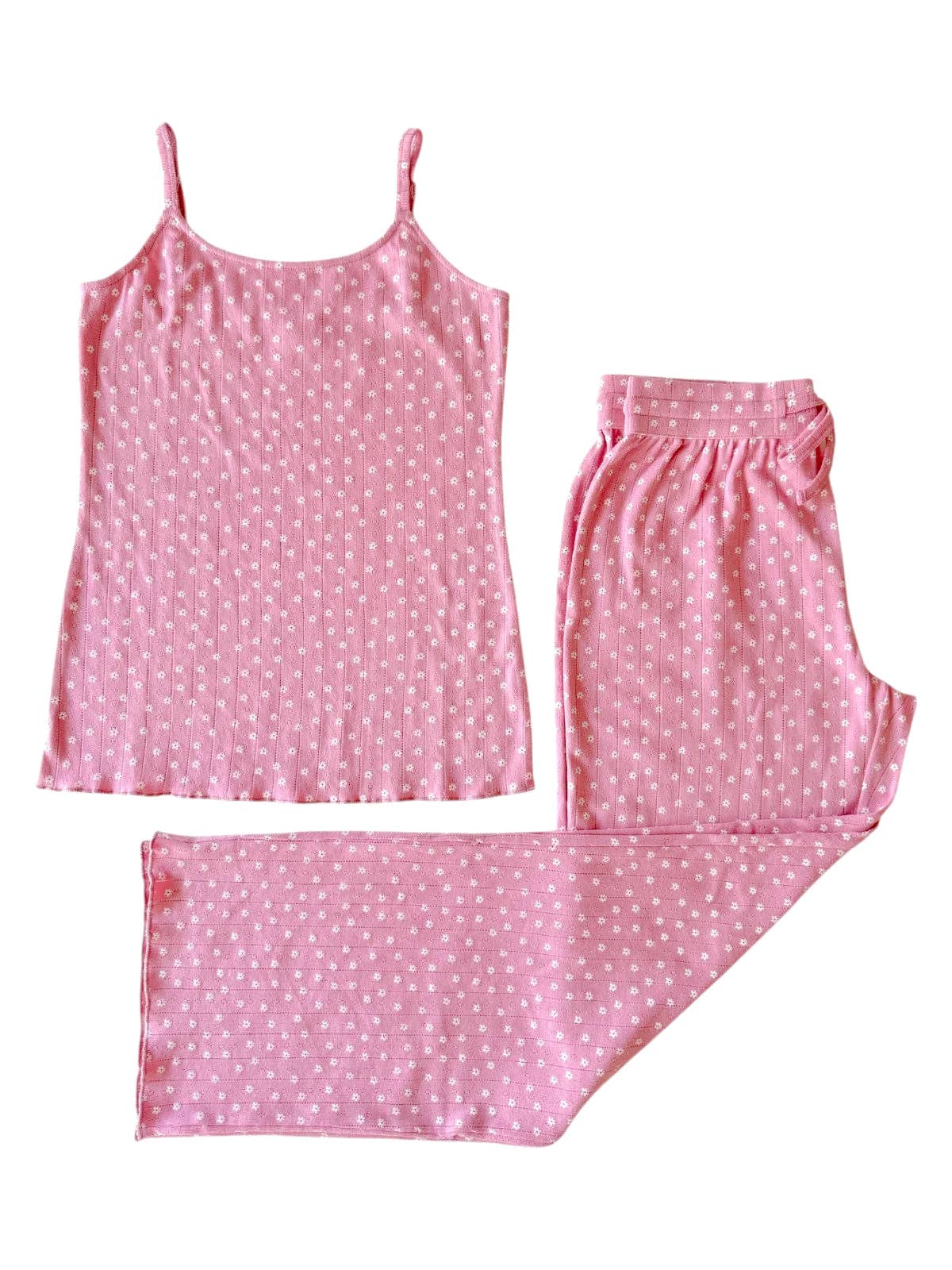 Pink Flower / Organic Pointelle Women's Cami Lounge Set