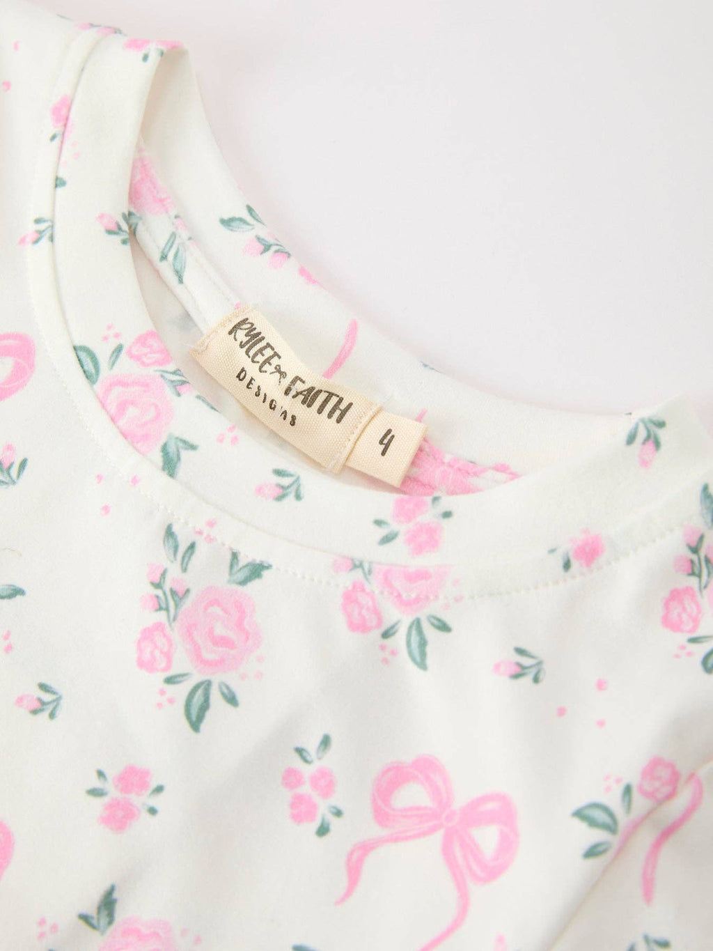 Rose Bow Girl Short Set Scallop Hem